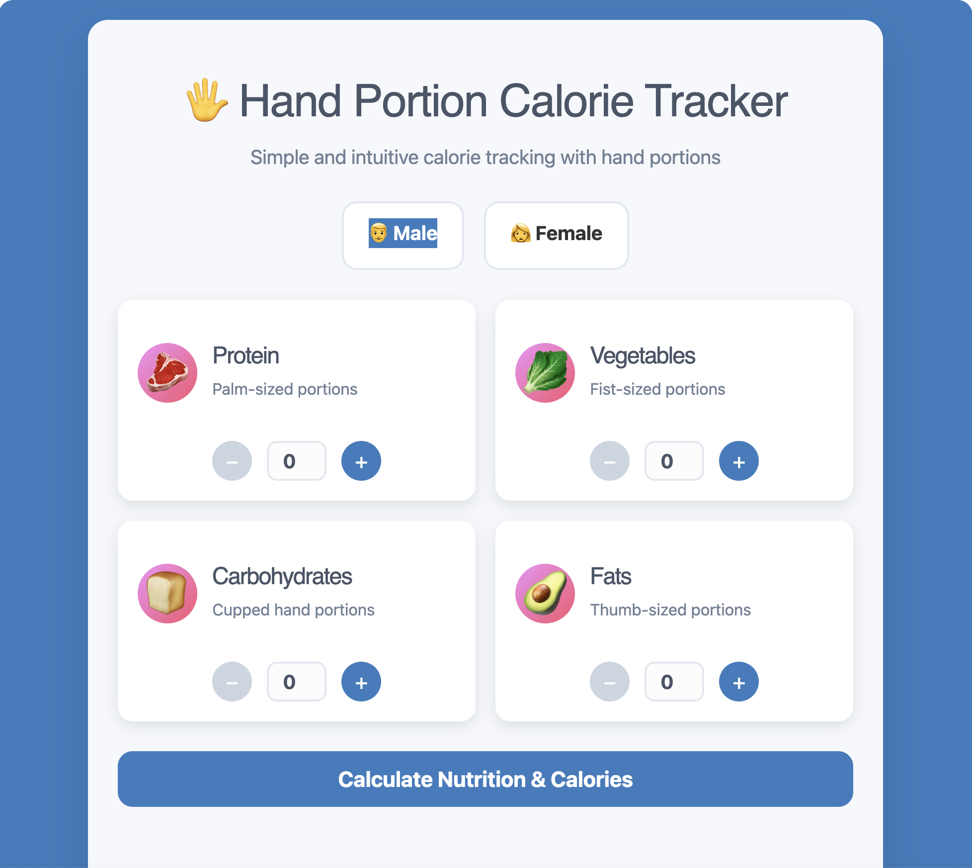 Hand Portion Calorie Tracker By Welless WORD